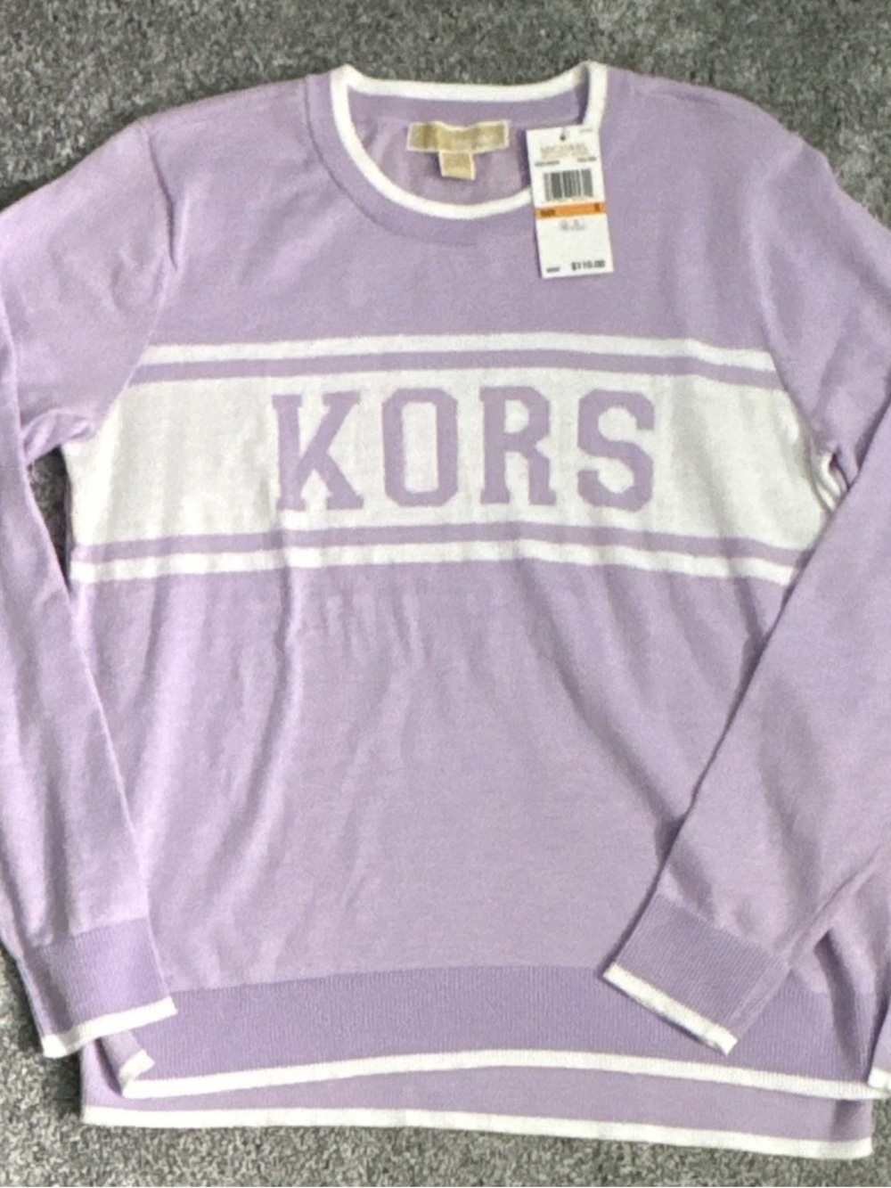 NWT MICHAEL KORS Lavender Striped Crewneck Sweater